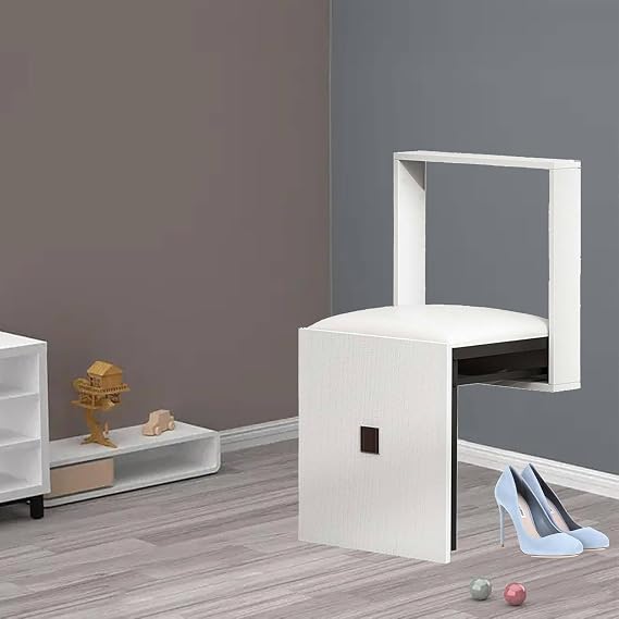 Folding Wall Mounted Shoe Changing Stool, Wall Mounted Folding Entryway Stool, Foldable Shower Bench Invisible Shoe Changing Stool for Entrance Hall Restroom Living Room, Space Saving,D