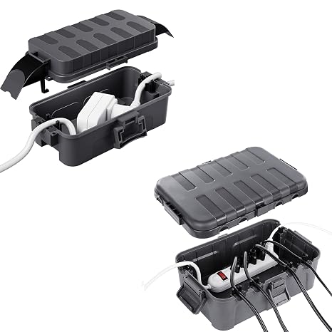 Outdoor Electrical Box Waterproof (12.5 x 8.5 x 5 inch) for Outlet, Plug, Holiday Lights, IP55 Waterproof Electrical Extension Cord Box, Gray