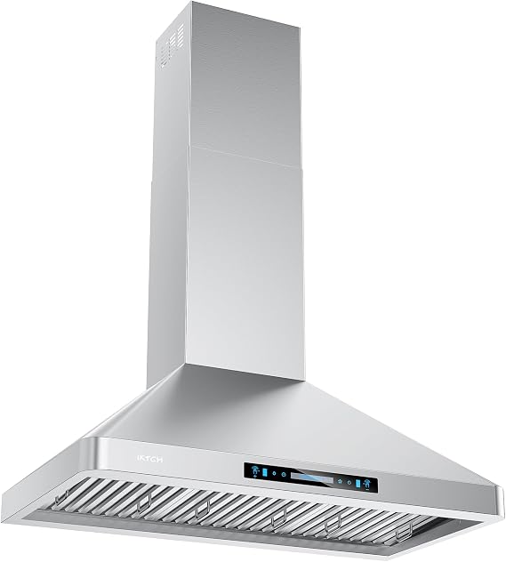 36 inch Wall Mount Range Hood, 900 CFM Ducted/Ductless Range Hood with 4 Speed Fan, Pure Stainless Steel with Gesture Sensing & Touch Control Making life Smarter IKP02R-36 | 4 Speed Fan, Pure Stainless Steel with Gesture Sensing & Touch Control