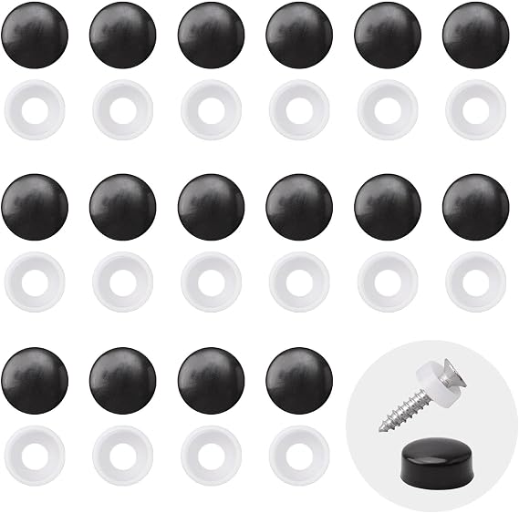 INCREWAY 100pcs Plastic Screw Covers, Dome Cap (Black)