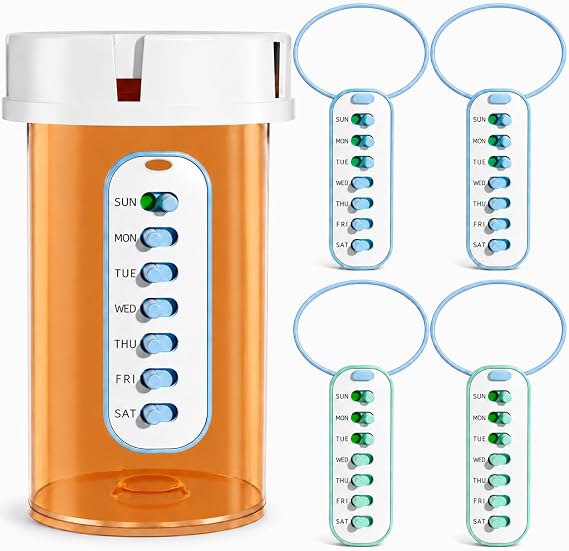 4 Pack Pill Reminder, Lanyad or Sticker, Twice Daily/Weekly Pill Tracker