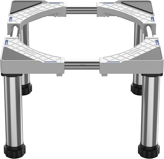 DEWEL Adjustable Fridge Stand, Width 43-67cm & Height 28-31cm, 300kg, White [Energy Class A]