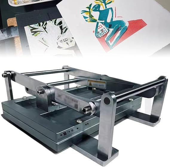 Flat Press Printing Machine, Manual Lino Press Machine, A3/A4 Linocut Etching Relief Block Printmaking, 49-98kPa, Clear&Even Printing, for Collect Paintings, Books, Stamps, Oil Paintings