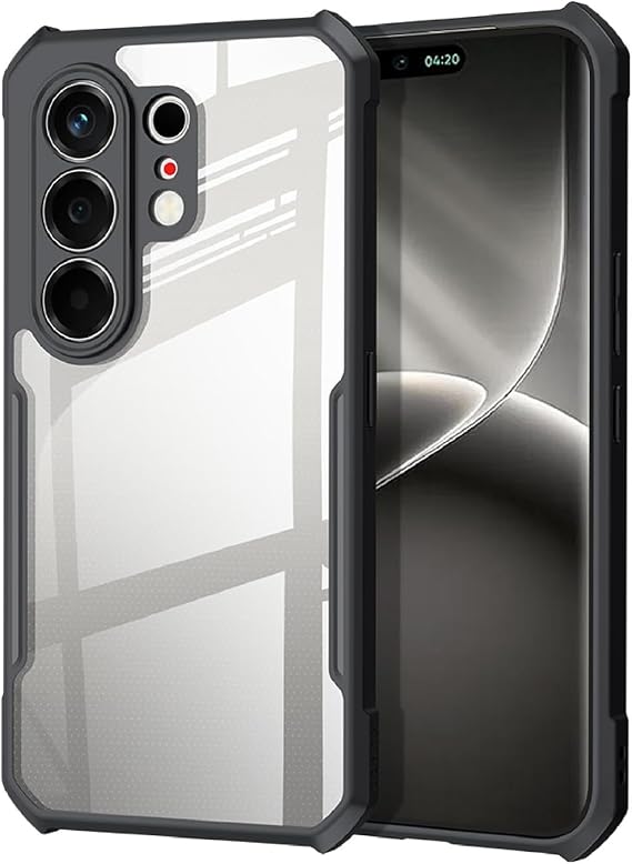 Case Compatible with Tecno Camon 50 Ultra, Airbag Protection Transparent PC Back + Soft TPU Frame, Anti-scratch Protective Case-Black