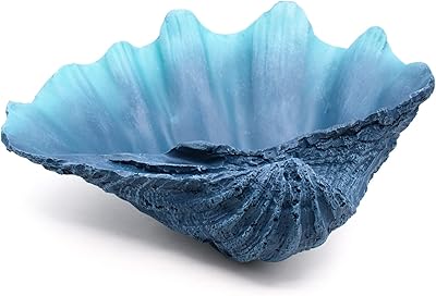 Medium Blue Scalloped Clam Shell Bowl Sea Shell Decor for Nautical Beach House,Coastal Decor Gift of Housewarming and Wedding Party