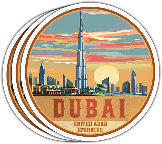 Dubai United Arab Emirates Sticker, Dubai UAE Souvenir Gift for Tourist, Luggage Travel Destination Sticker