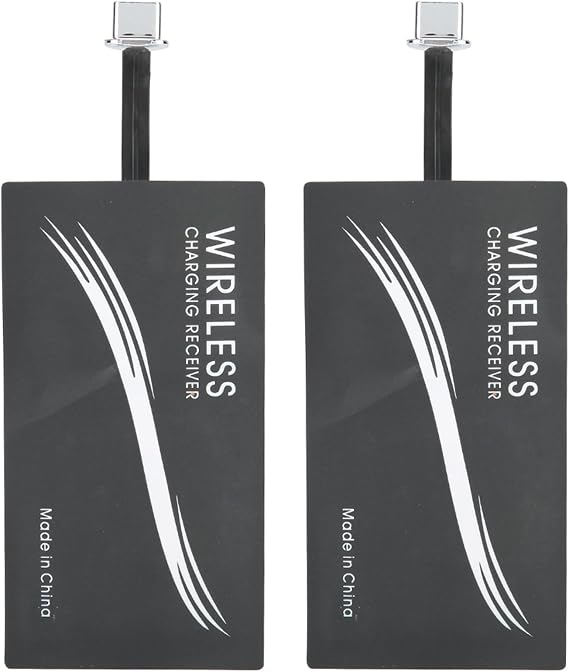 Type C Wireless Charging Receiver, 2PCS Ultra Thin Magic Tag Wireless Charging Receiver Chip Universal Type‑C Qi Wireless Charger Adapter for All USB C port Mobile Phone