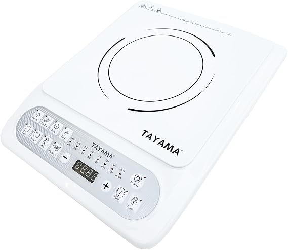 TAYAMA 1500-Watt White Induction Cooktop with 8 Settings