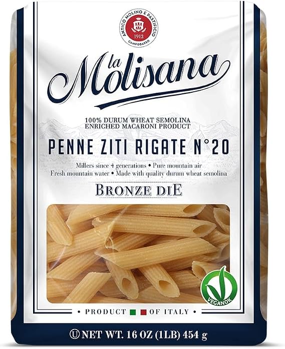La Molisana Penne Ziti Rigate N20 Pasta, 16 oz (Pack of 12), Premium Italian Durum Wheat Semolina, High Protein 14%, Bronze Die Cut Ridged Penne for Perfect Sauce Grip, Firm Al Dente Texture, Ideal for Pasta Salads & Baked Dishes, Made in Italy