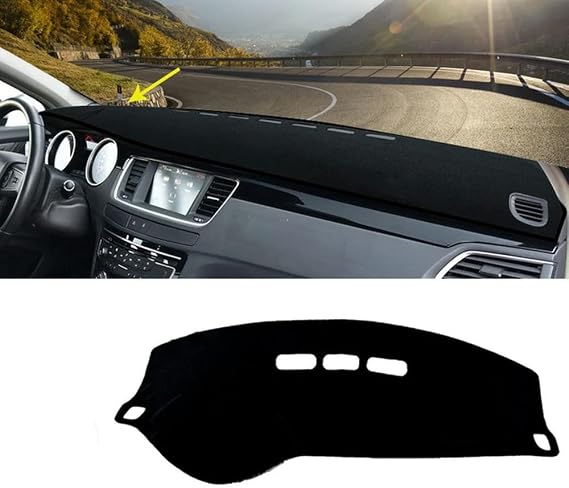 Car Dashboard Cover Anti-Scratch Dash Cover Interior Dash Covers - for Peugeot 508 2010 2011 2012 2013 2014 2015 2016 2017 2018, A No Hud Black Side