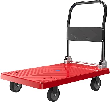 TOMYEUS Platform Trolley Foldable Hand Truck Multi-Size Plastic Platform Push Cart Flatbed Trolley with 4 Wheels for Luggage Parcel Moving Transport Trolley on Wheels Size Large-Mute