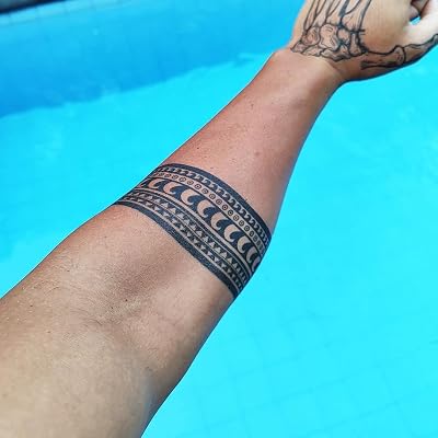 Hawaiian Kakau Armband Tattoo - Polynesian Armband Temporary TattooArm Band Tattoo