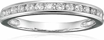 VIR JEWELS 14 carat ctw Diamond Wedding Anniversary Band for Women, Half Eternity Round Diamond Engagement Ring 14K White Gold Channel Set 0.25 cttw, Size 4.5-10