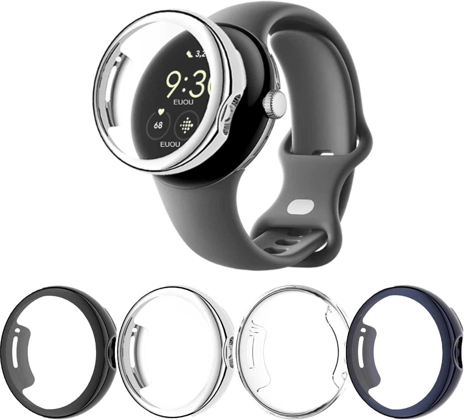 Microcase Google Pixel Watch Önü Kapalı Silikon Kılıf AL3173 (Siyah)