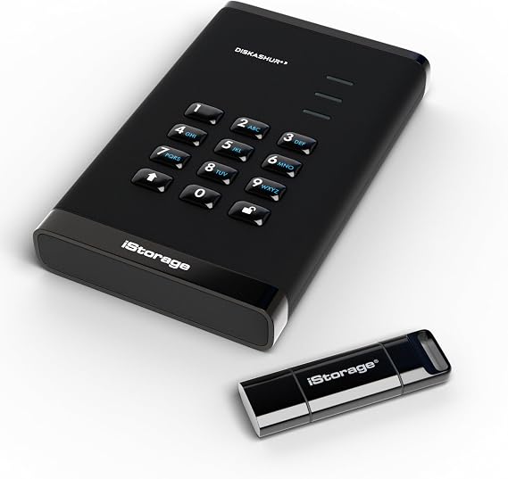 iStorage Hardware Encrypted Data Storage Bundle - datAshur BT 32GB Smartphone-Authenticated Encrypted USB Flash Drive & diskAshur3 1TB Portable Hard Drive for Secure Data Storage, Transfer, and Backup
