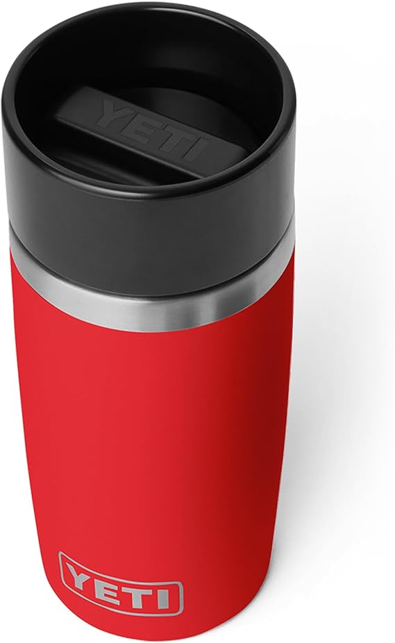 YETI Rambler 12 oz (355ml) Travel Bottle, Rescue Red | Drinks Bottle & Coffee Flask for Hot Drinks, Leakproof Commuter Cap, Backpack-Friendly Insulated Coffee Cup