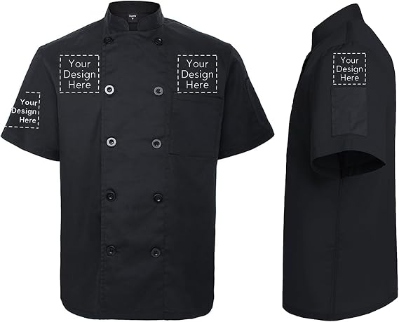 TopTie Custom Chef Coat Short Sleeve Chef Jacket Personalized Uniform Add Name & Logo