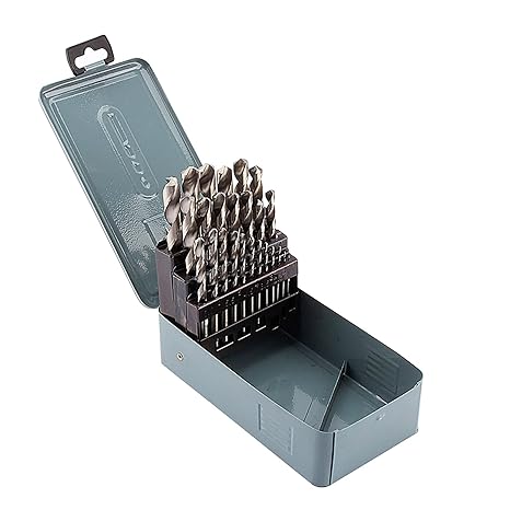 Jadeshay Drill Bit Set, 25Pcs 1-13mm High Speed Steel Metal Drill Bits Set for Metal,Wood, Bamboo with Metal Indexed Storage Case