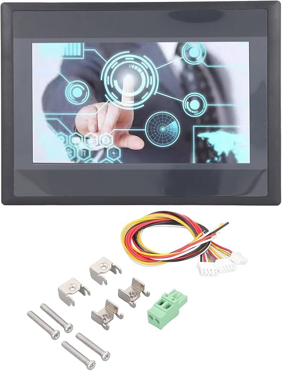 PLC Touch Screen, ABS HMI TFT LCD Screen, 12 Inputs 8 Outputs HMI Display Panel, 7 Inch Resistive Touch Panel for Industrial