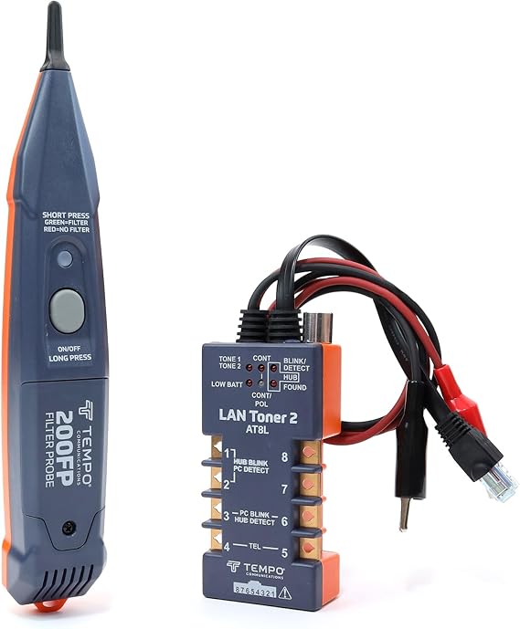 TEMPO 802K Digital LAN Network Toner and Probe Kit, Wire Tracer to Troubleshoot LAN and VDV Wiring, Professional Network & Cable Tracers with Wire Toner