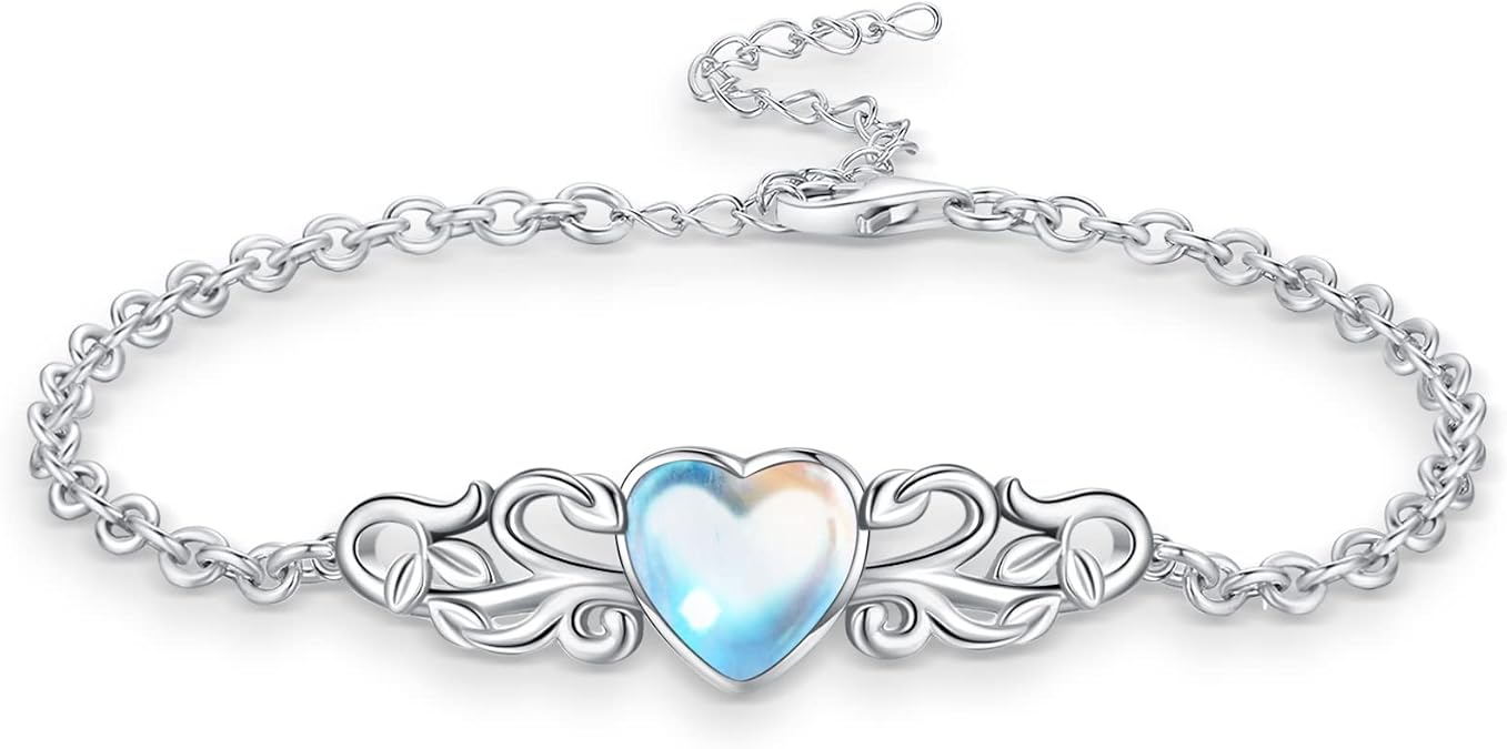 Evil Eye Bracelets Witch Bracelet Moonstone Jewelry Bracelets 925 Sterling Silver Bracelet Crystals Pentagram Pentacle Celtic Knot Triple Moon Goddess Infinity Heart Moonstone Butterfly Bracelet
