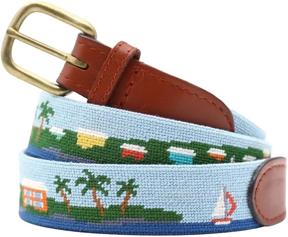Island Time Needlepoint Belt by Smathers & Branson