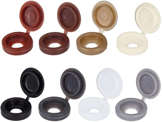 GORGECRAFT 1 Box 200Pcs 8 Colors Hinged Screws Cover Caps Fold Snap Covers Plastic Shutter Screw Caps Washer Flip Tops Furniture Fence Hole Plug for Covering Screw Heads Decorative Protection(M)