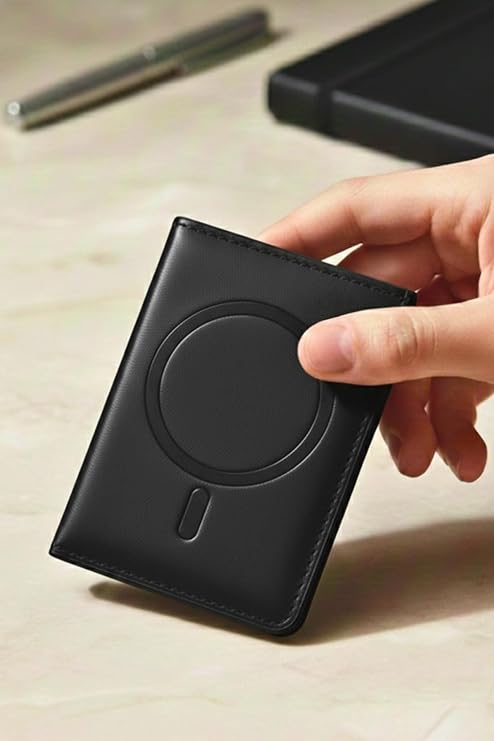CONSTRAIN - MagSafe ile uyumlu Deri Kartlık Cüzdan - Premium Seri Stand Özellikli Kart Bölmeli - SİYAH