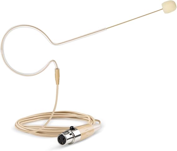 Headset Headworn Microphone - 3 Pin Mini XLR Head Microphone for AKG Samson Wireless System & Bodypack Transmitter Beige Single Earhook Omnidirectional Headset Head Mic