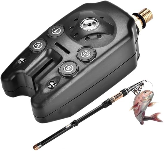 Electronic Fishing Bite Alarm with LED Noise Detection Adjustable Volume Sensitivity Black