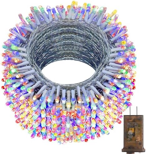 KNONEW 403ft 1000 LED String Lights Outdoor Christmas Lights 8 Modes & Timer Fairy Light Plug in Waterproof LED String Lights for Xmas Yard Tree Wedding Party Holiday Decorations Multicolor