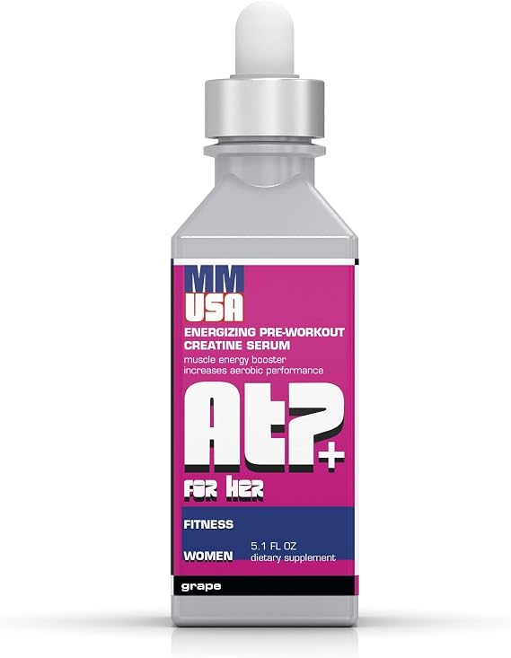 MMUSA ATP+ for Her Pre-Workout Creatine Serum: No Bloating & Dehydration. Perfect for Aerobics, Running, Spinning. Boosts ATP Power & Core Strength. Lean Muscle & Fitness. Grape. 5.1 Fl Oz