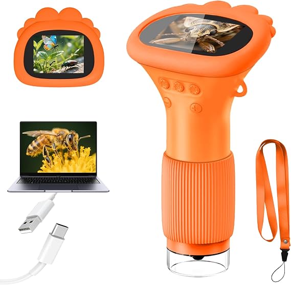 Acoath Microscope for Kids, 1000X Handheld Digital Miniscope Toys with 2.0" Screen, Portable Pocket Little Scientist Childrens Microscope Birthday Gifts Ideas for Age 4-12