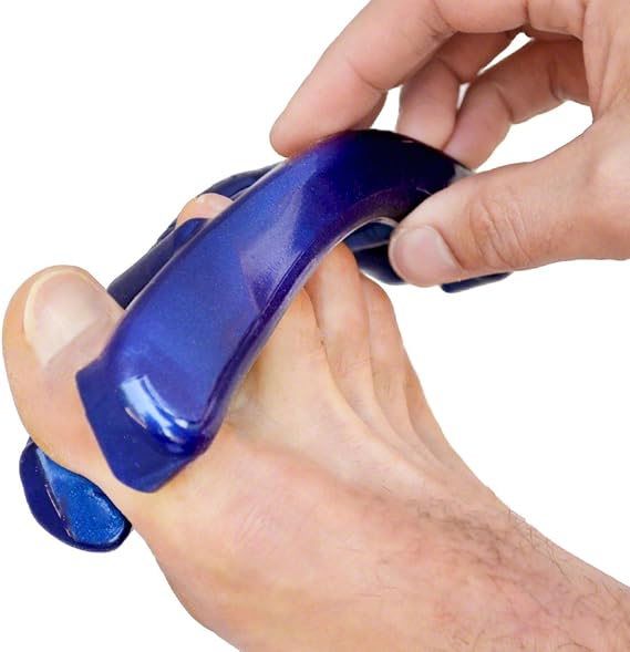 Yoga Toes Classics for Men: Gel Toe Separators & Stretchers in Metallic Blue. Stop Foot Pain & Boost Athletic Performance! (Small M- 7 and up)