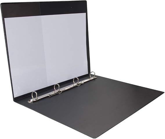 2K Document Presentation Promotion Company Folder A4 Pvc 2 cm 4 Ring Ring 150 Leaf Capacity Ring Binder Mesh 25.5x32 cm., BLACK