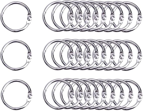 50Pack Metal Book Rings, Loose Leaf Binders Book Rings 25mm 1 inch Inner Diameter Keychains (25mm-50Pack)