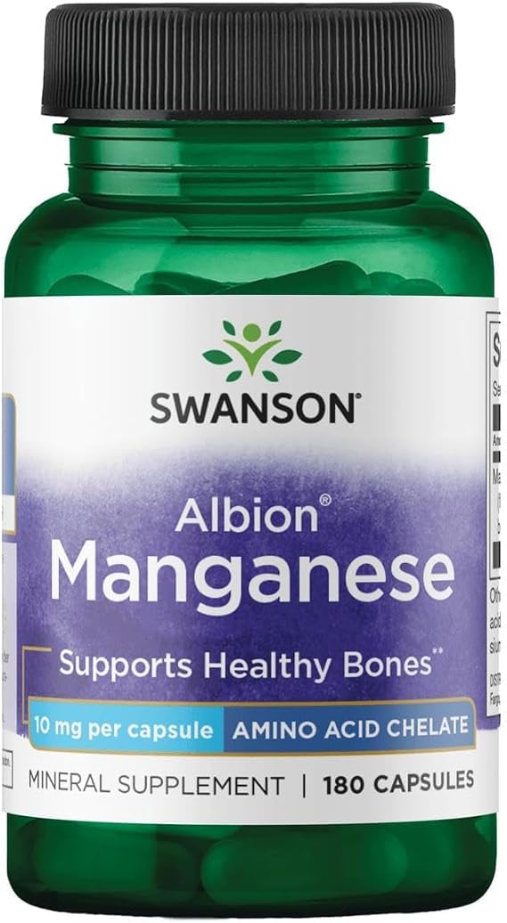 Swanson Albion Chelated Manganese,10 Milligrams, 180 Capsules