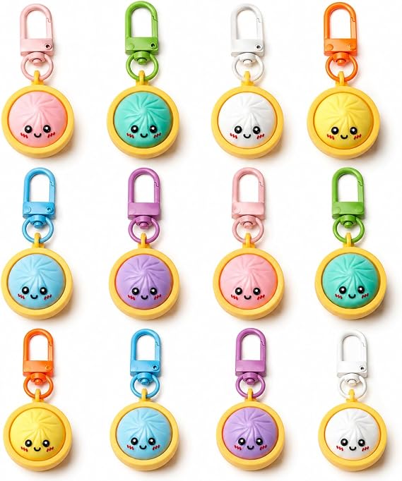 12Pcs Dumpling Squishy Keychain, Random Colours