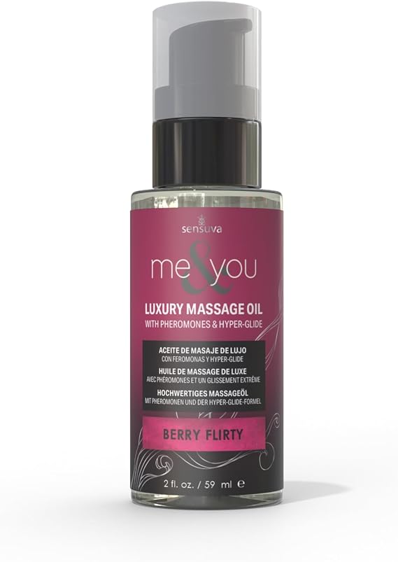 Me & You Massage Oil with Hyper-Glide 2fl.oz. Massage Oil for Date Night, Couples, Massage Therapy, Essential Oils, Pheromones, Coconut Oil, Tea Tree Oil, Vitamin E