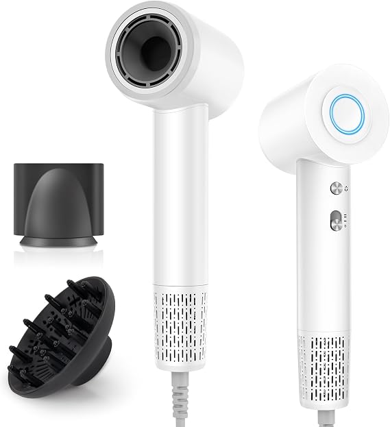 Professional Ionic Hair Dryer with Diffuser, 112,000 RPM Brushless Motor for Fast Frizz-Free Drying, Lightweight Travel Hair Dryer for Men and Women