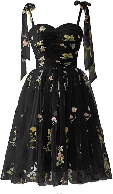 UZN Short Flower Embroidery Tulle Homecoming Dresses for Teens A Line Formal Party Prom Gowns