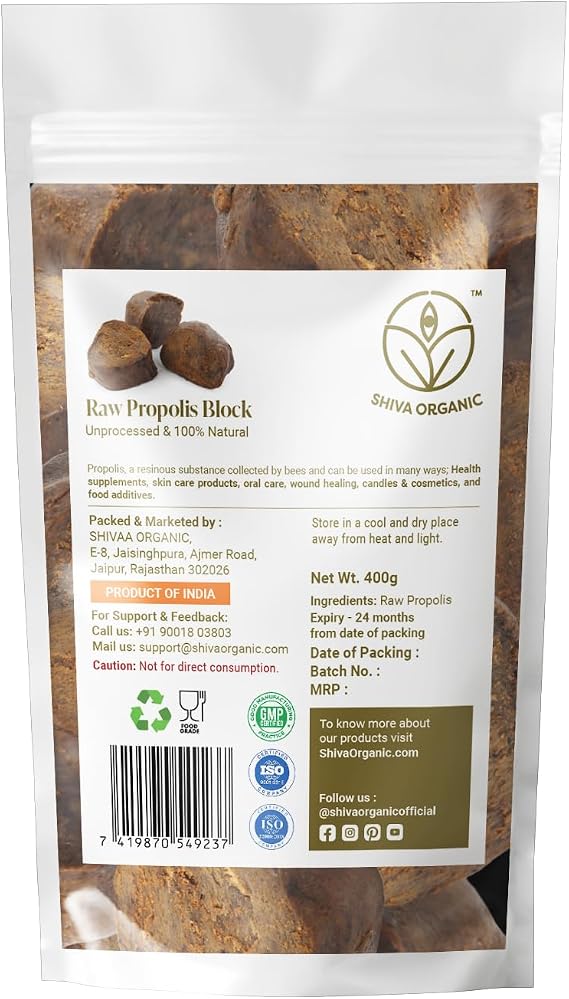 Shiva Organic Raw Propolis Block - 35.27 oz (1000g) Unprocessed Bulk