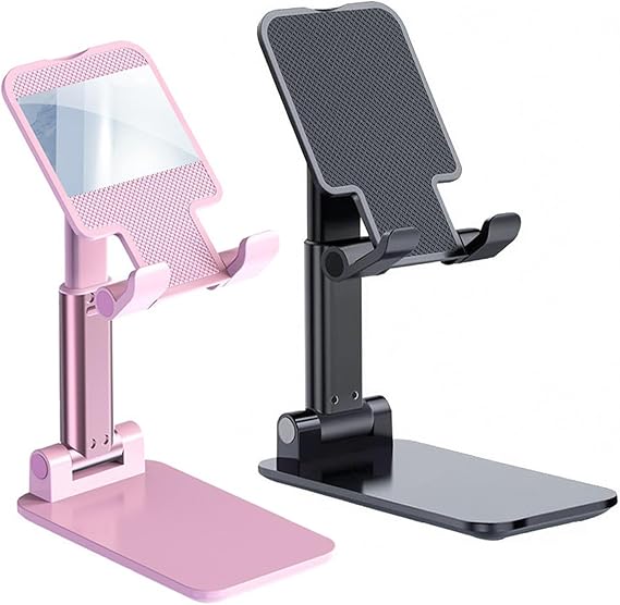 Meetuo 2 Pcs Cell Phone Stand for Desk Adjustable & Foldable Phone Holder