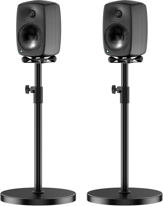 Height Adjustable Speaker Stands Pair for Genelec G Two 8020D 8320A Speaker Stand with Cable Management - Heavy Duty Floor Speaker Stand for Genelec Studio Monitor Stands Up to 30 Lbs
