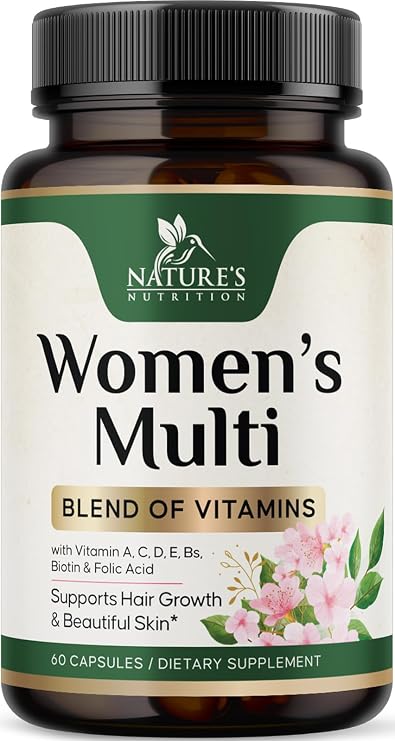Multivitamin for Women - Complete Multi Vitamin with Vitamins A, C, D, E, B6, B12, Zinc, Calcium & Magnesium, Womens Daily Multimineral Supplement for Hair Skin and Nails Health Support - 60 Capsules