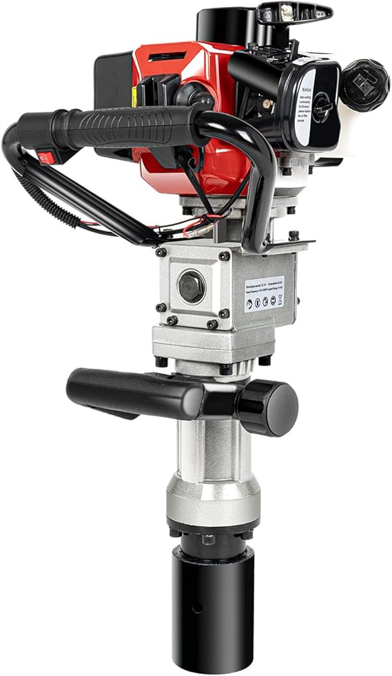 Pile Driver T Post Driver Gas Powered Push Pile Driver, 2-Stroke 32.6CC Petrol Pile Driver Handheld Pile Driver Pile Driver Hammer Pile Driver for Fence Post Construction Site