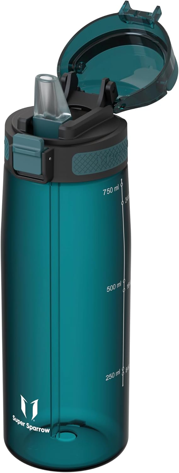 Sparrow Sport Water Bottle with Straw - Tritan Plastic Drinks Bottles