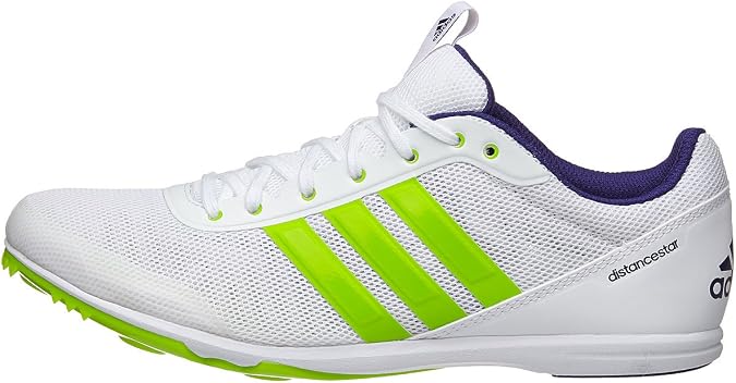 adidas Performance Women's Distancestar w Athletic Shoe, White/hi-res Green/Real Purple, 10 M US