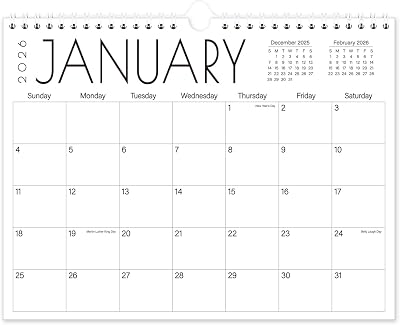 Calendar 2026-18 Months Wall Calendar from January 2026 to June 2027, 11 x 8.5 Calendar 2026 with Holiday Marked, Premium Paper for Organizing, Black Large Word