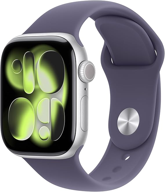 Apple Watch Series 11 [GPS + Cellular 42mm] Smartwatch with Silver Aluminum Case with Purple Fog Sport Band - M/L. Sleep Score, Fitness Tracker, Health Monitoring, Always-On Display, Water Resistant